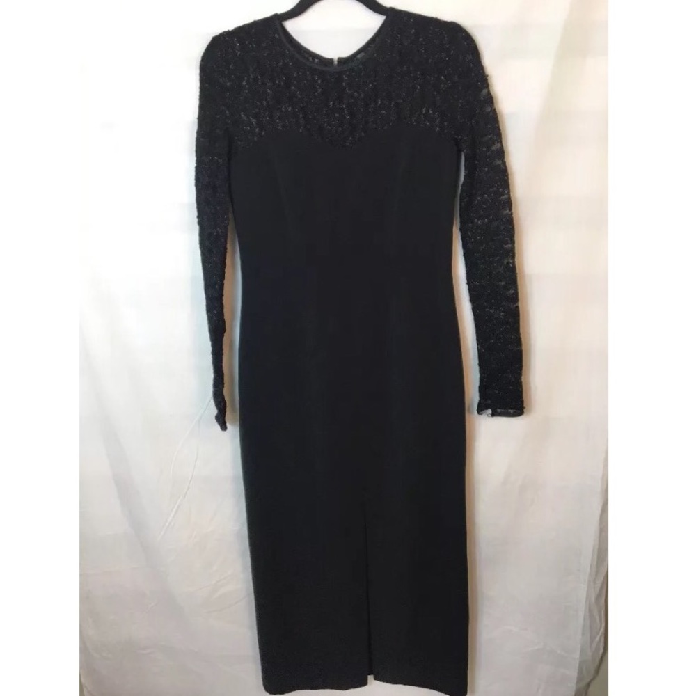 Georgiou Dress Formal Gown 8/S Black Lace Sleeve